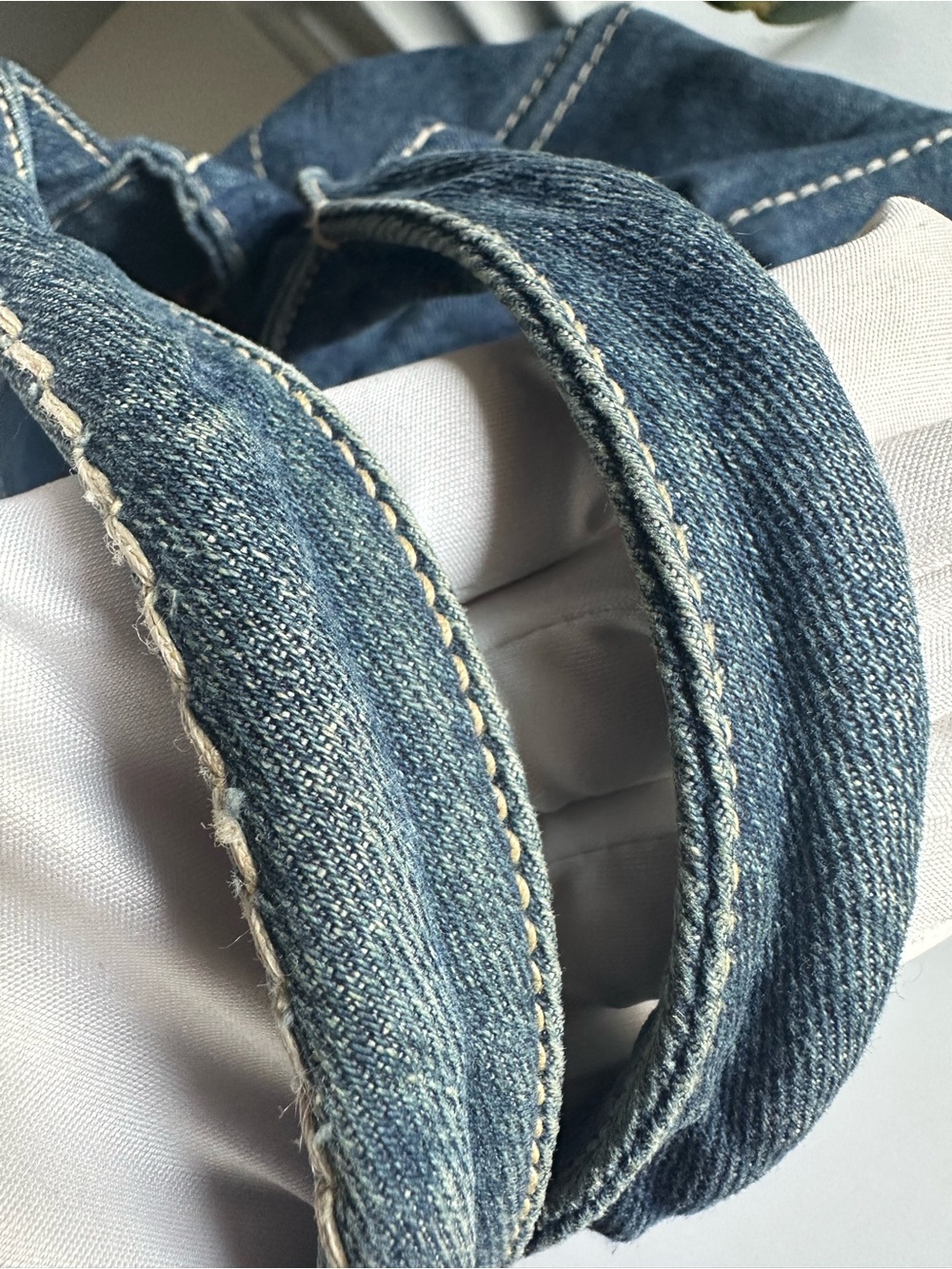 Authentic Prada Canapa Large GM Denim Travel Tote Weekender Bag Blue Italy - Picture 11 of 16